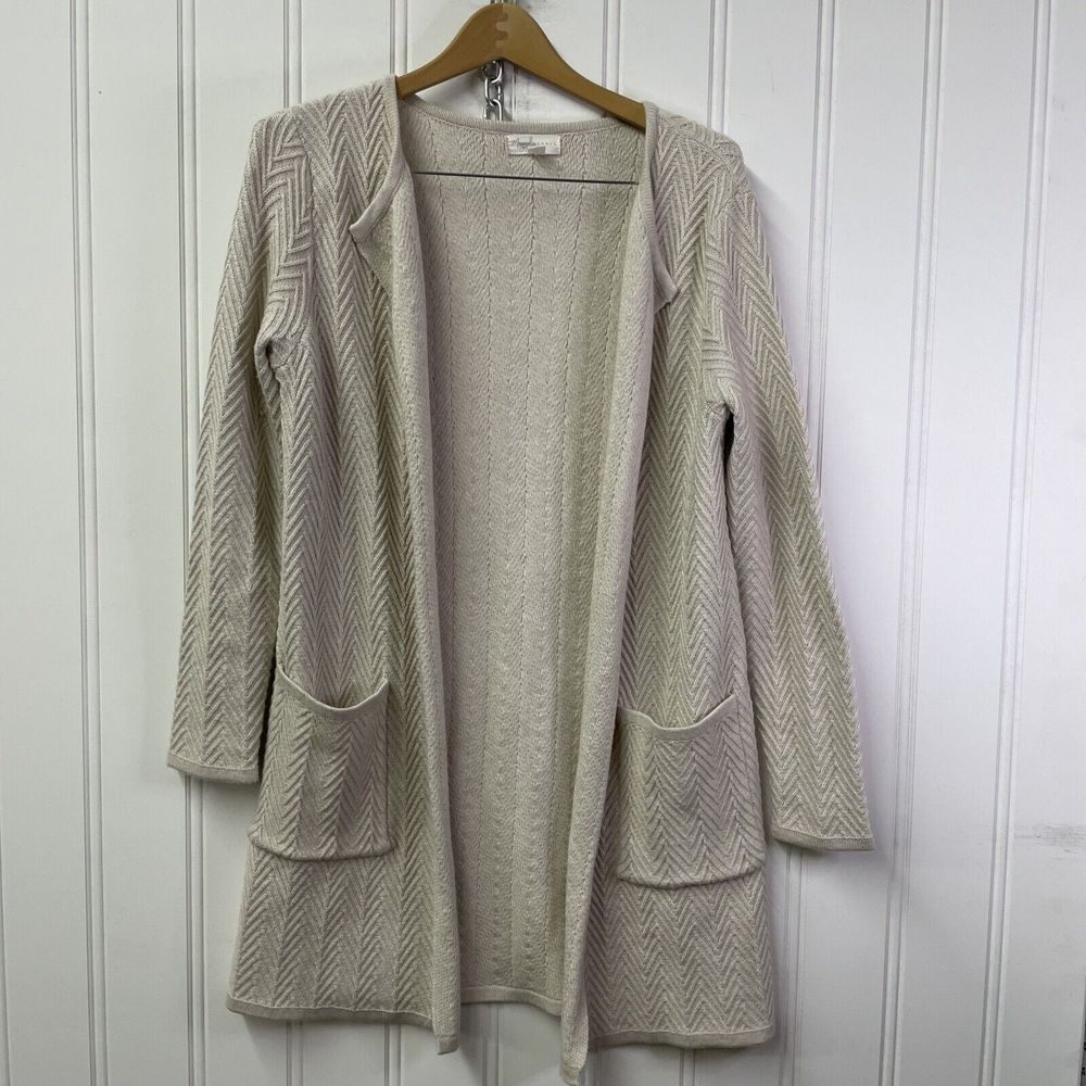 Magnolia Grace Callie Structured 2 Pocket Open Front Chevron Textured Cardigan S - Picture 1 of 8